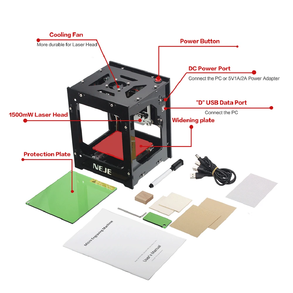 NEJE DK-8-KZ Mini Laser Engraving Machine DIY Marking Printer Engraver Cutting 1500mW 405nm | Инструменты