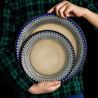 8 5 inches round ceramic steak food dish korean style retro tableware dinner plate cup high end dinnerware