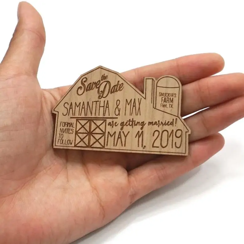 Деревянные магниты для сохранения даты персонализированные свадебные амбар
