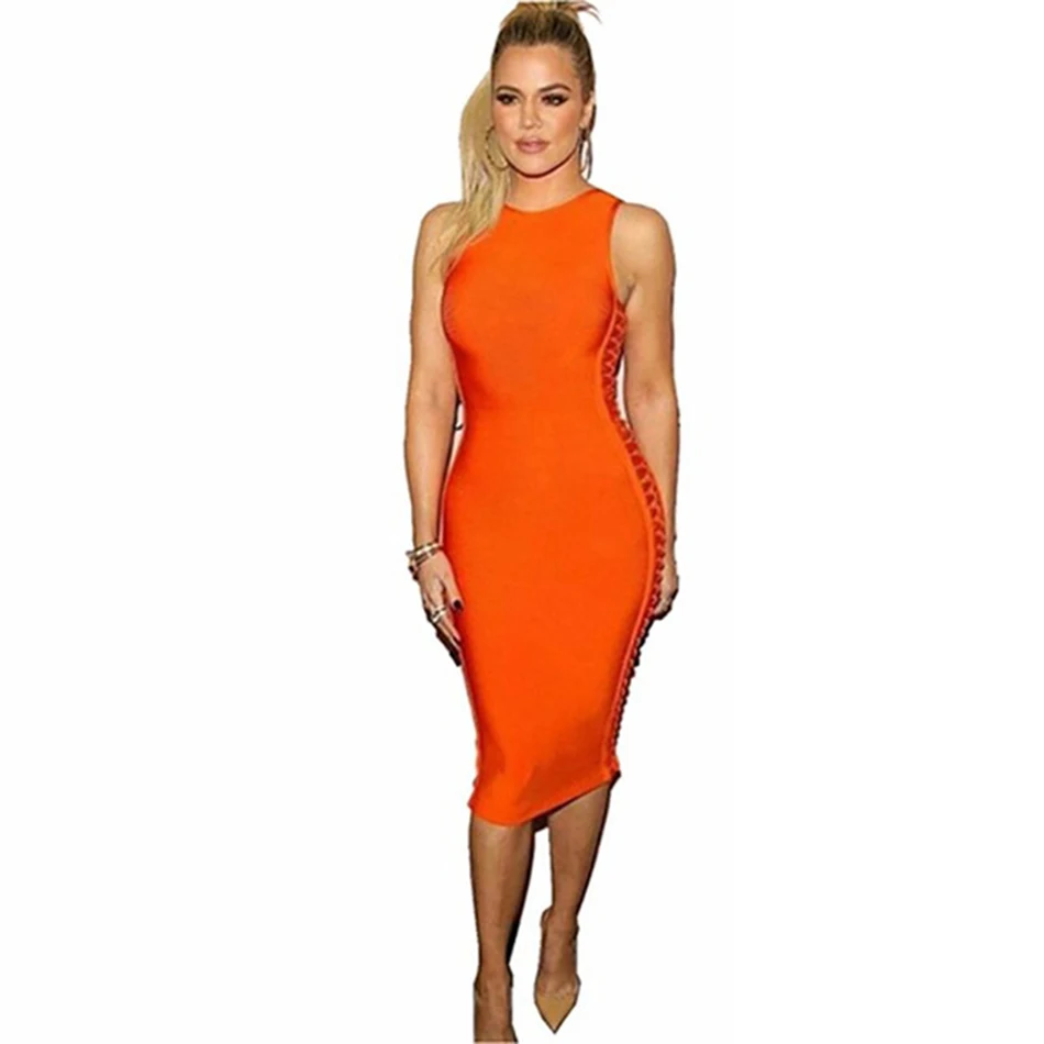 Женское облегающее платье миди из вискозы без рукавов с разрезами по бокам