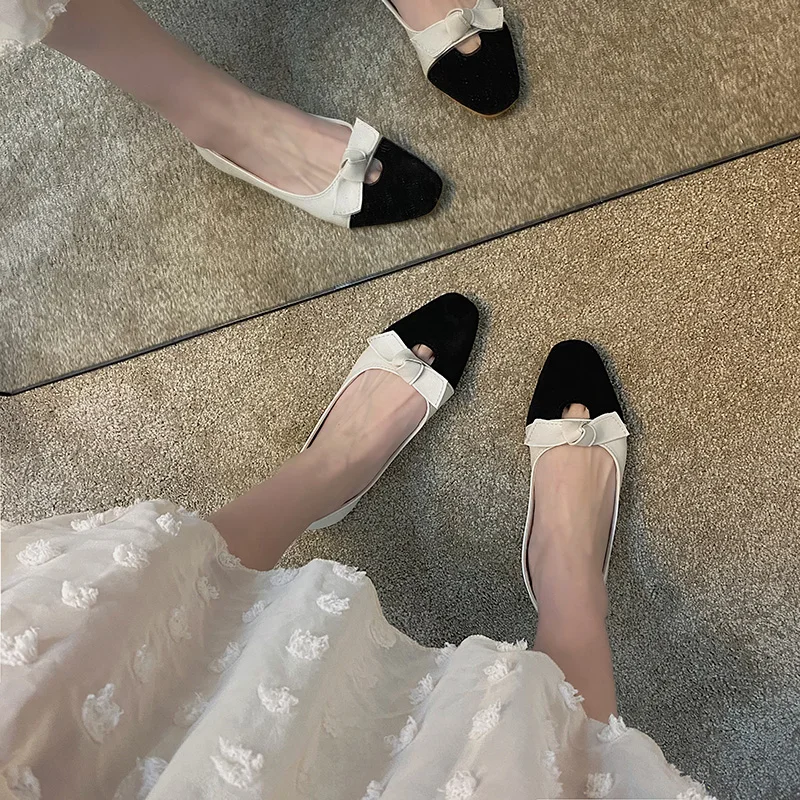 

Shoes Woman Flats Casual Female Sneakers All-Match Slip-on Modis Shallow Mouth Square Toe Dress Grandma Comfortable Slip On 2021