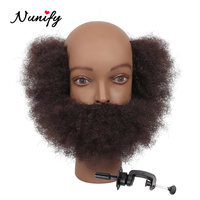 Nunify American Mannequin Head With Human Hair For Braiding,Curly Hair Afro Mannequin Head 100% Human Hair With Stand Doll Head