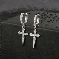 cubic zirconia bling iced out earring gold copper cross earrings for men women hip hop luxury jewelry stud earrings wholesale