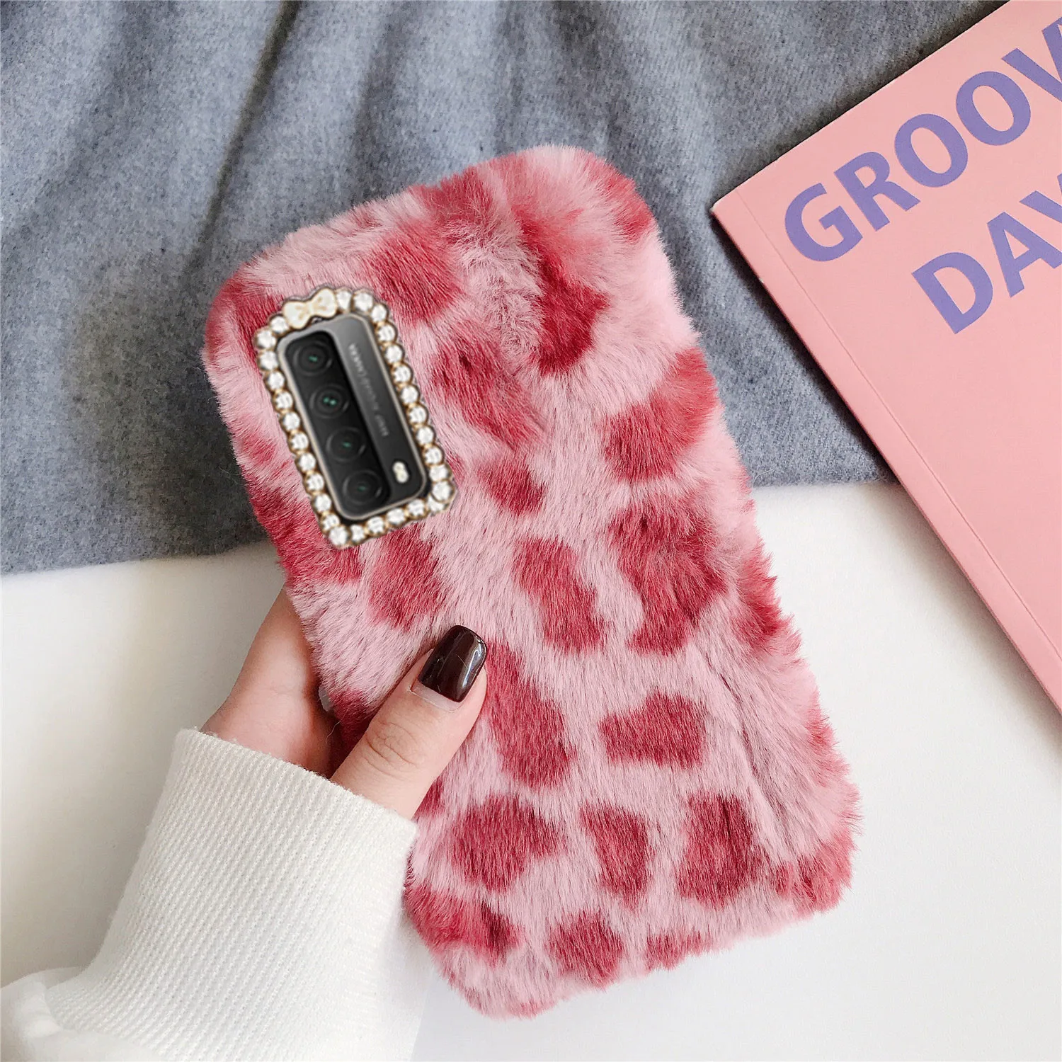 

For Huawei P smart 2021 Case 6.67" Fluffy cute Plush Silicon Back Phone Cover For PSmart 2021 Bumper Protective Funda Shell Etui