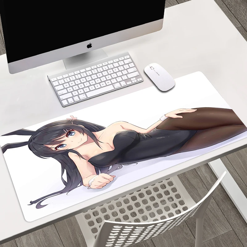 

Sakurajima Mai Girl Gaming Mouse Pad Gamer Desk Protector Animal Ears Mousepad Kawaii Computer Mat For Pc Keyboards Accessories