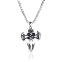 men necklaces cool jewelry stainless steel link chain cross skull pendant necklace for male boy gothic punk accessories pd0866