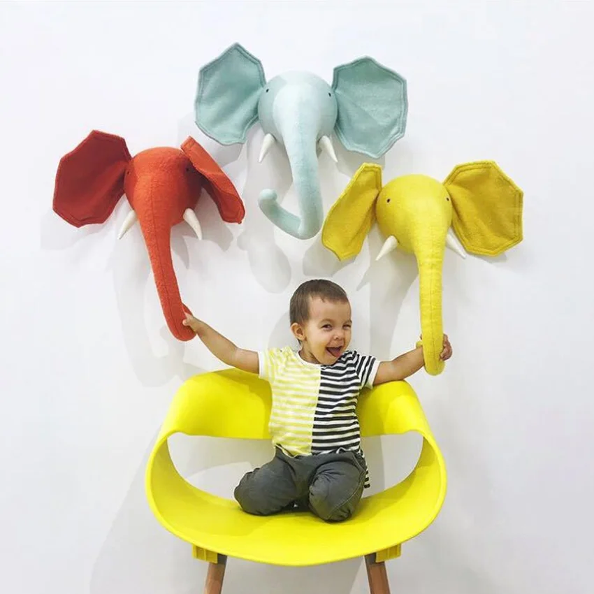 Искусственные плюшевые игрушки Зебра жираф слон голова животного детская