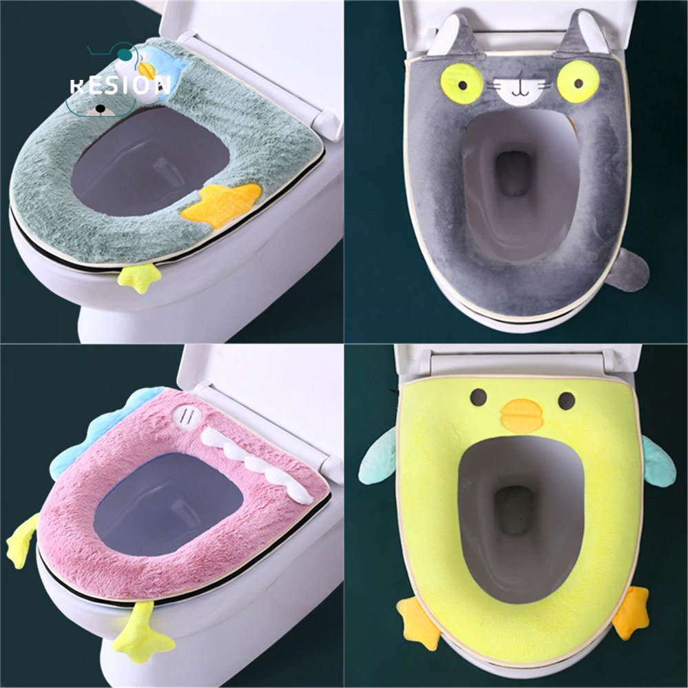 

Winter Warm Household Plush Toilet Seat Cover Zipper Portable Cute Net Red Waterproof Toilet Seat Washable Bathroom Accessories