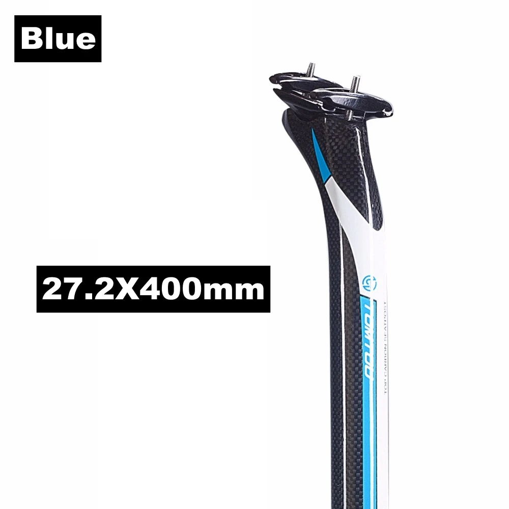 Blue 27.2X400mm TOMTOU назад на-25 градусов, для велоспорта, полные 3K из углеродного волокна, велосипедный Подседельный штырь 27,2/30,8/31,6*350/400 мм для дорожного/горный велосипед Запчасти - Цвет: Blue 27.2X400mm
