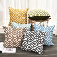 wholesale geometric cushion cover pillowcase yarn dyed linen home decor sofa bed 45x45cm yellow green blue brown throw pillows