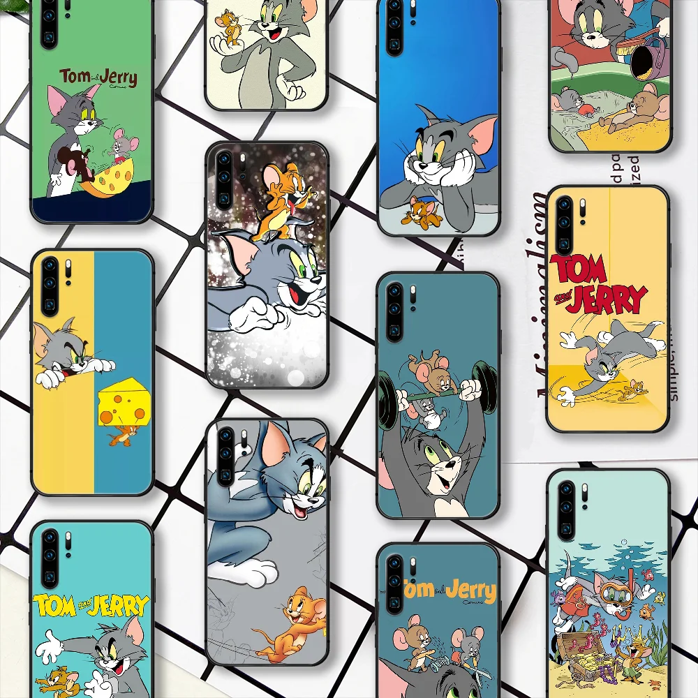 

Cartoon Cat Tom Mouse Jerry Phone Case For Huawei P Mate Smart 10 20 30 40 Lite Z 2019 Pro black Etui Silicone Coque Pretty Cell