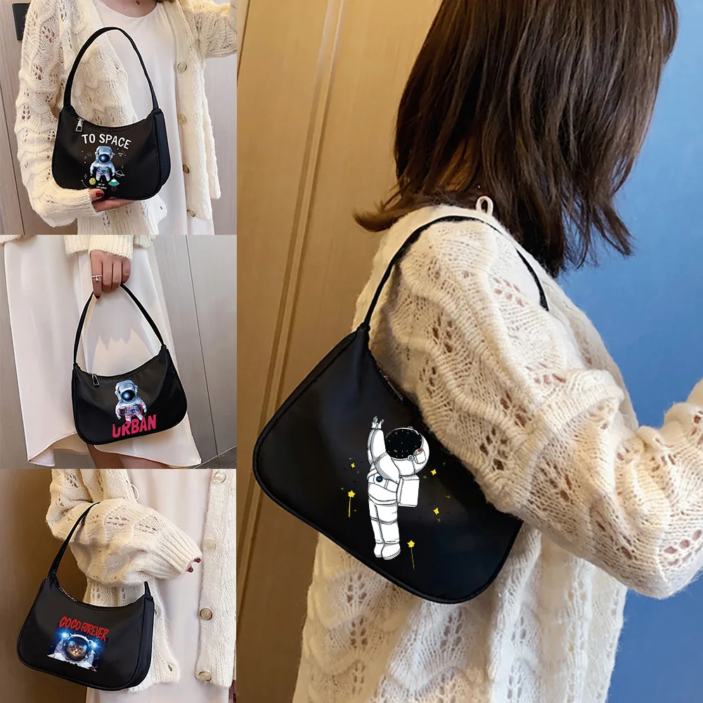 

2022 Hobo Bag Fashion Shoulder Bag Underarm Bag Commuter Bag Crescent Bag Woman Bag Handbag Astronaut Pattern Printing Series