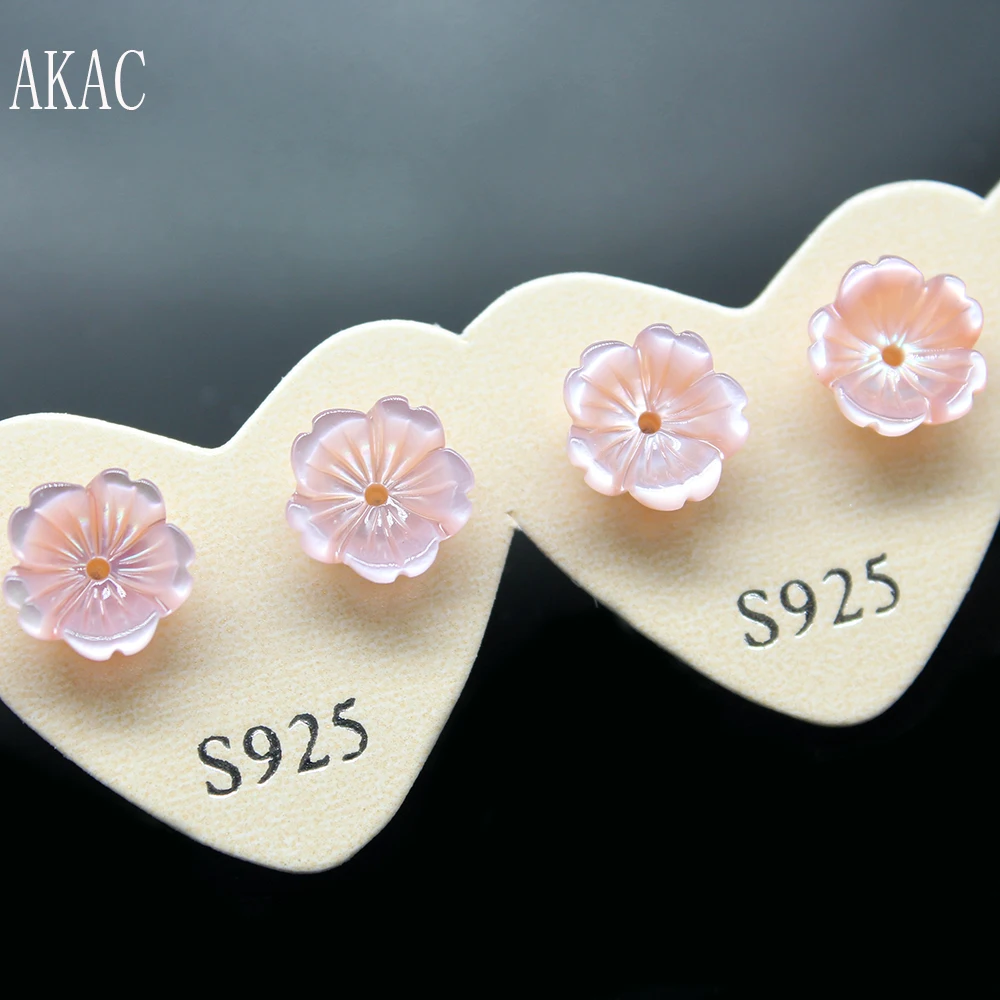 

5pairs AKAC approx8mm natural freshwater white shell flower shape beads stud earrings for women earrings