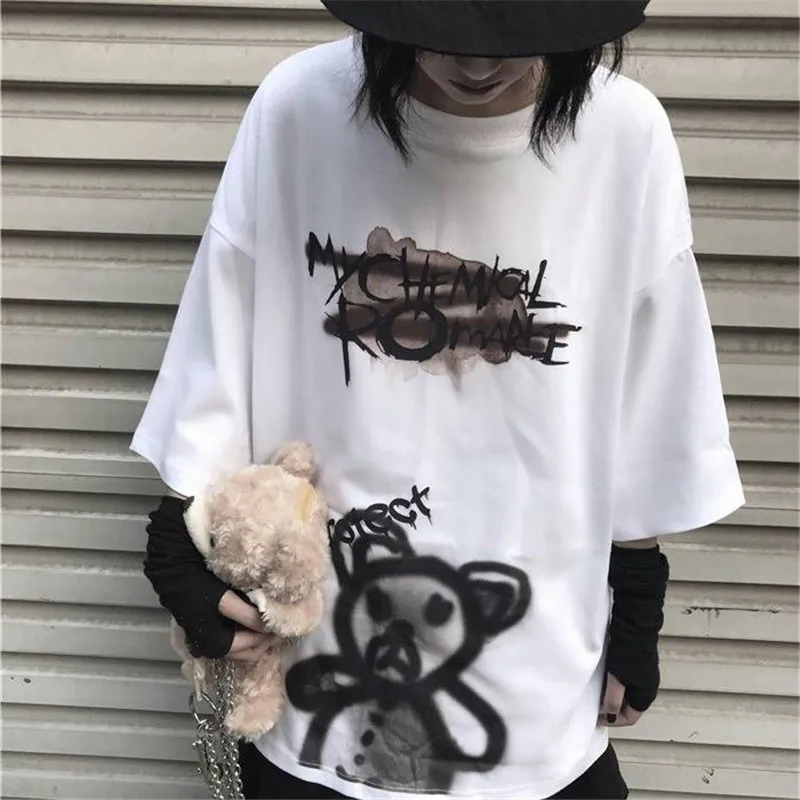 Корейская футболка в стиле хип хоп уличная одежда топы для женщин забавная Панк с