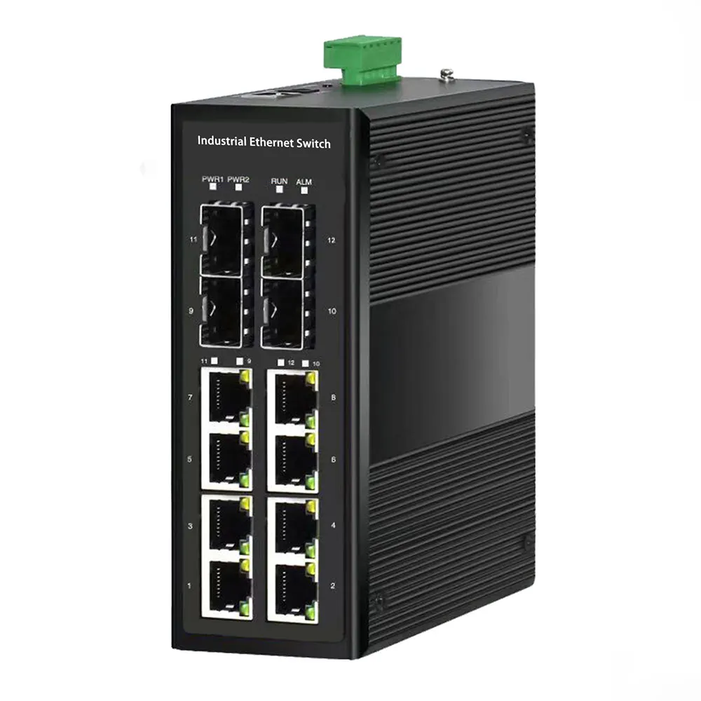 Сетевой управляемый Промышленный Коммутатор Ethernet 8 портов 10/100/1000BASE T + 4 порта