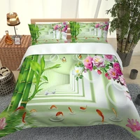 New Arrival 3d Bedding Sets stereoscopic beddings green bamboo bedding set pillow case cover