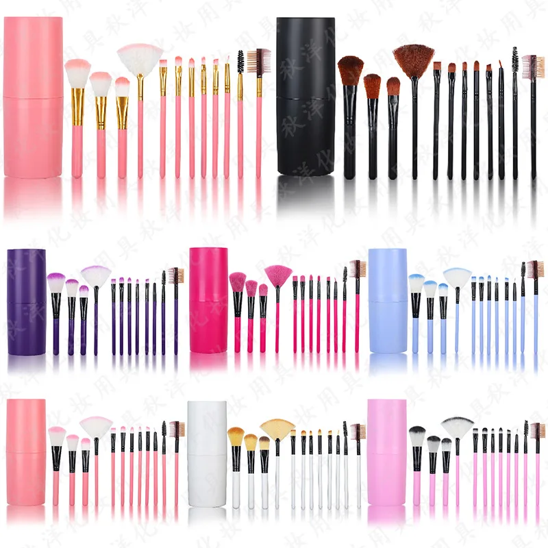 

12 oval bucket makeup brush set portable makeup brush eye shadow brush beauty tool