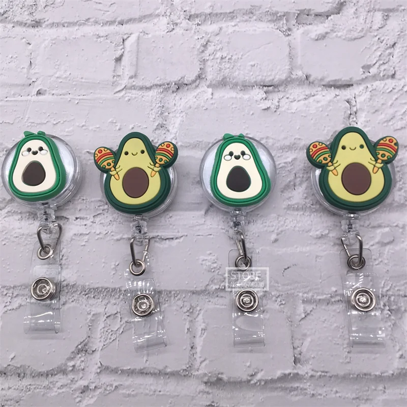 

10Pcs/Lot Cartoon Pattern Fruit Avocado Retractable Card Holder Badge Reel Nurse Exhibition Enfermera Name Tag Card Badge Holder