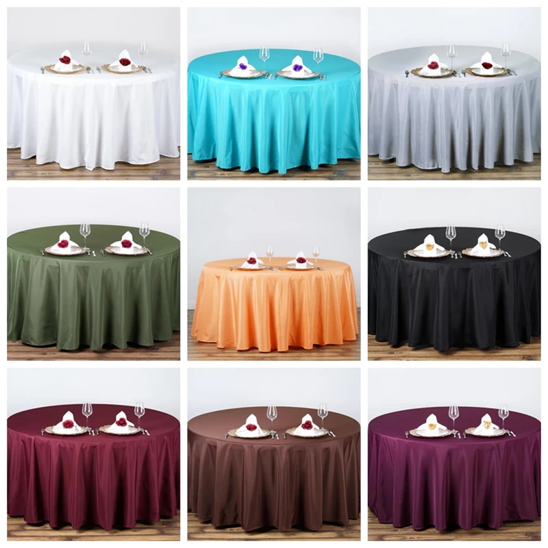 

200gsm Thick Round Tablecloth Wedding White Hotel Table Cloth Table Cover Overlay Tapetes Nappe Mariage Tablecloth Polyester