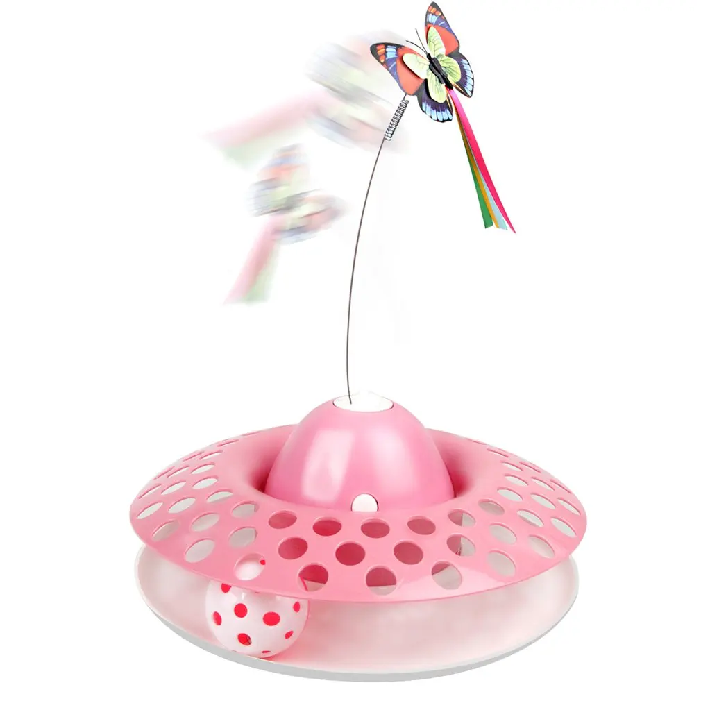 

Training Cat Toys For Indoor Cats Interactive Kitten Toys Roller Tracks Spring Pet Toy With Exercise Balls Teaser Butterfly