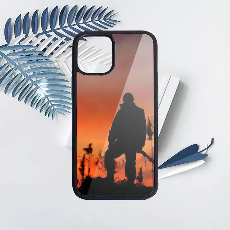 

Hunting animal and fishing man Phone Cases PC for iPhone 11 12 pro XS MAX 8 7 6 6S Plus X 5S SE 2020 XR Luxury brand shell funda