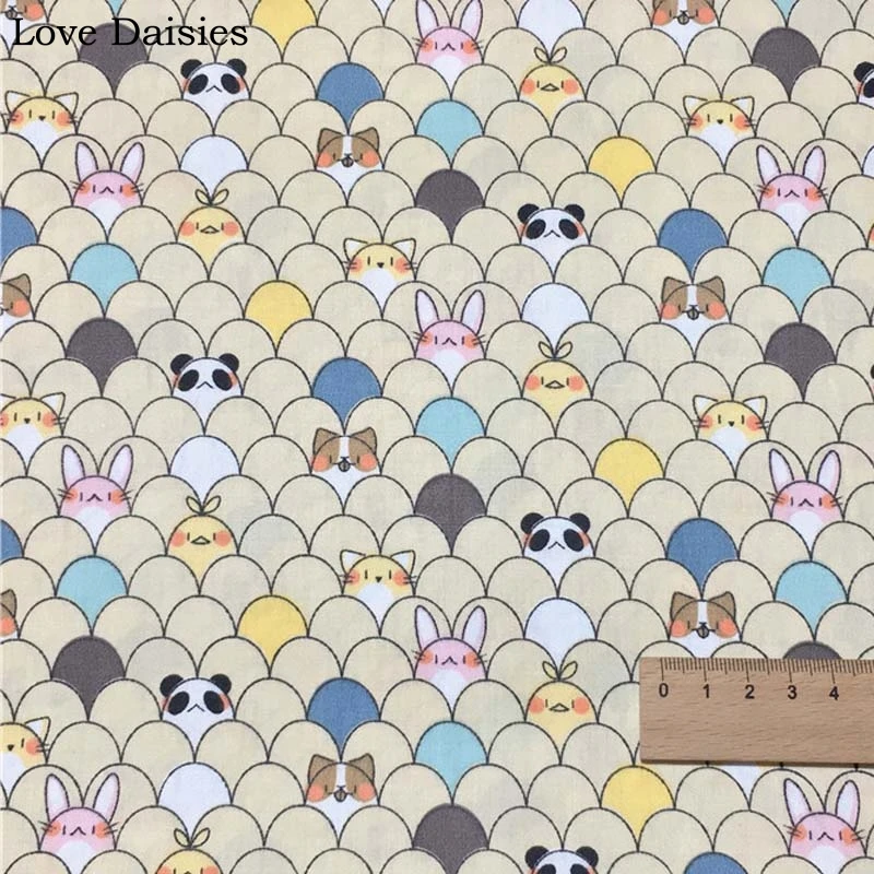 Cotton Twill Cloth Cartoon Yellow Chicken Panda Rabbit Chevron fabric for DIY Crib bedding Cushion Dess Handwork Home Decor