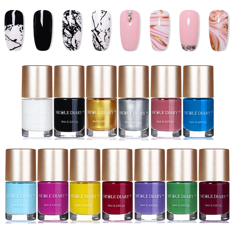 Николь дневник 9 мл стемпинг ногтей покрытие Цвета: черный золотистый