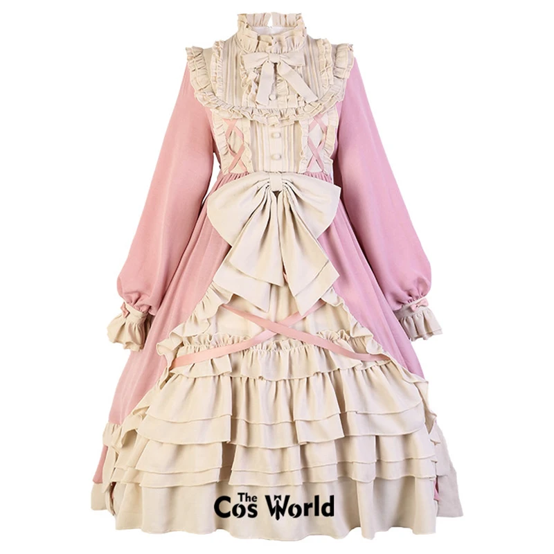 

[Cream] Lolita Sweet OP Long Sleeve One-piece Shirt Dresses Costumes