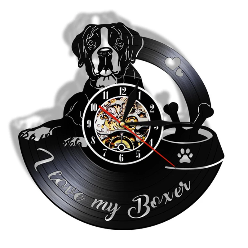Настенные Часы Just Boxer виниловый светильник с надписью I Love Dog сердце лапа кость