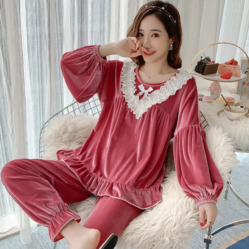 Женские пижамы из золотого бархата для девочек коллекция 2019 года сезон