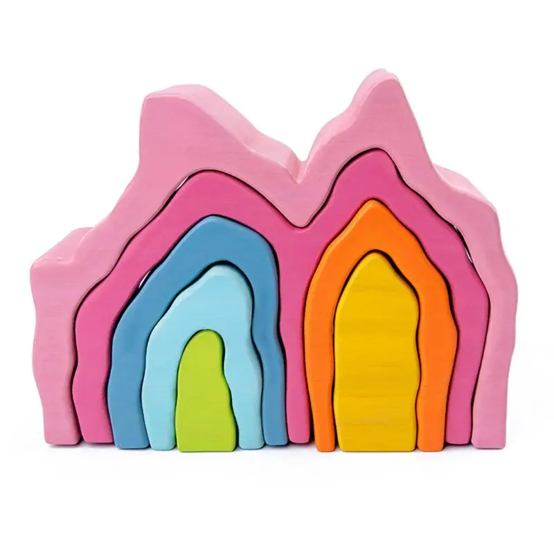 

Kids Wooden Rainbow Building Blocks Coral Hand-Eye Puzzle Educational Toys Birthday Gift Home Popite toys For Children Kids