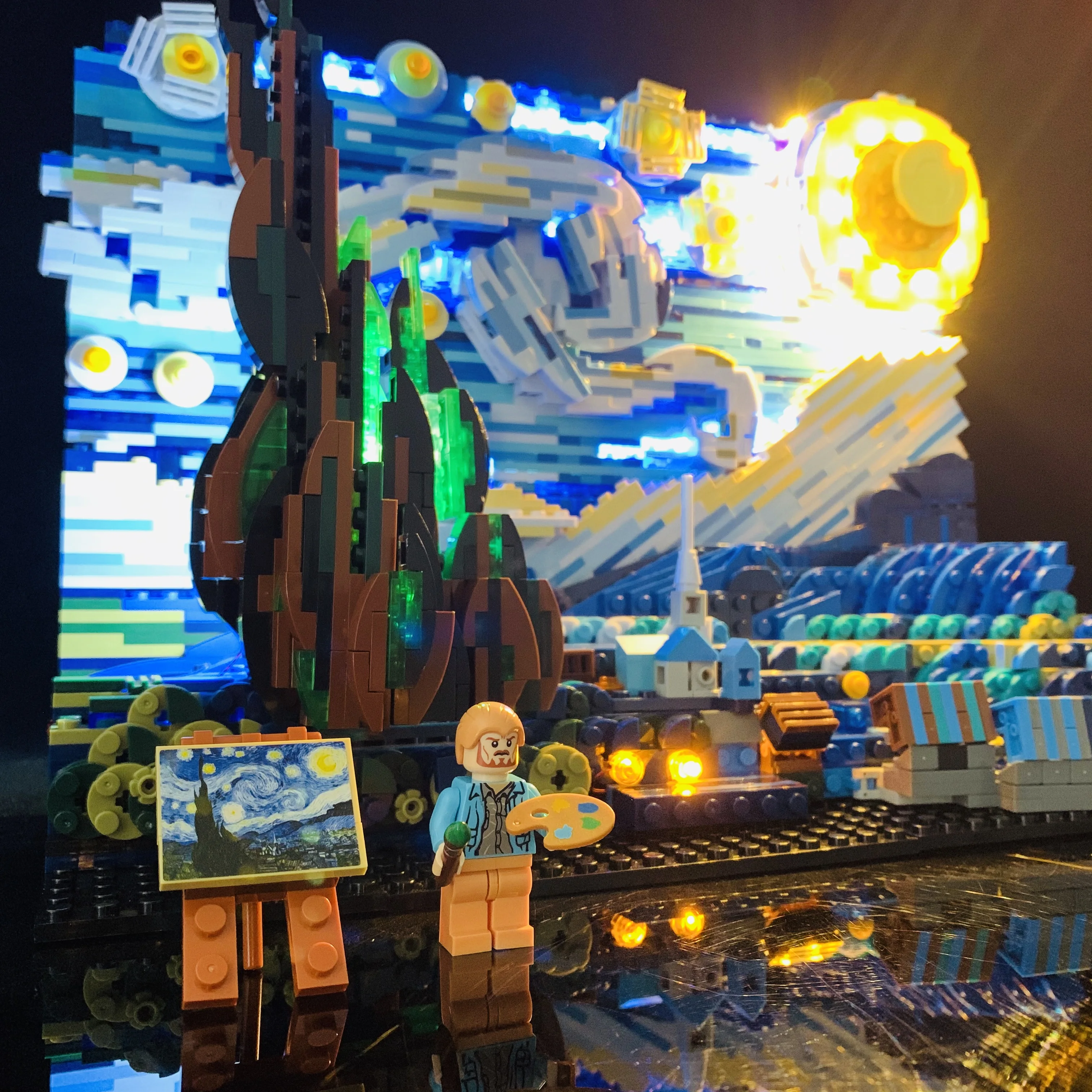 Juego de pintura de mosaico de Arte de p&iacute;xel MOC, piezas de luz, obra maestra del mundo, bloques de construcci&oacute;n, regalo para ni&ntilde;o-1