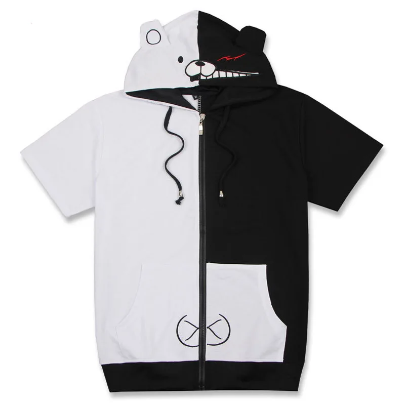 Аниме Danganronpa Monokuma с короткими рукавами Толстовки капюшоном флис Костюмы для