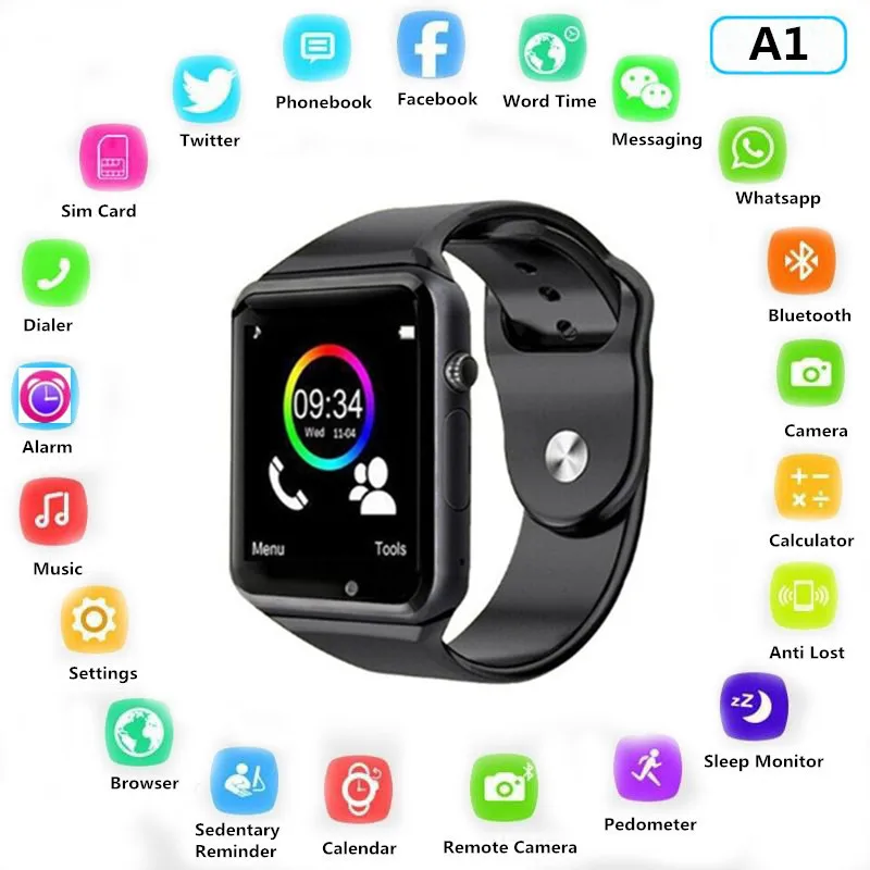 Bluetooth A1 Смарт-часы с камерой SIM TF карта для Apple Watch для мужчин и женщин Android наручные часы умная электроника Smartwatch PK W8