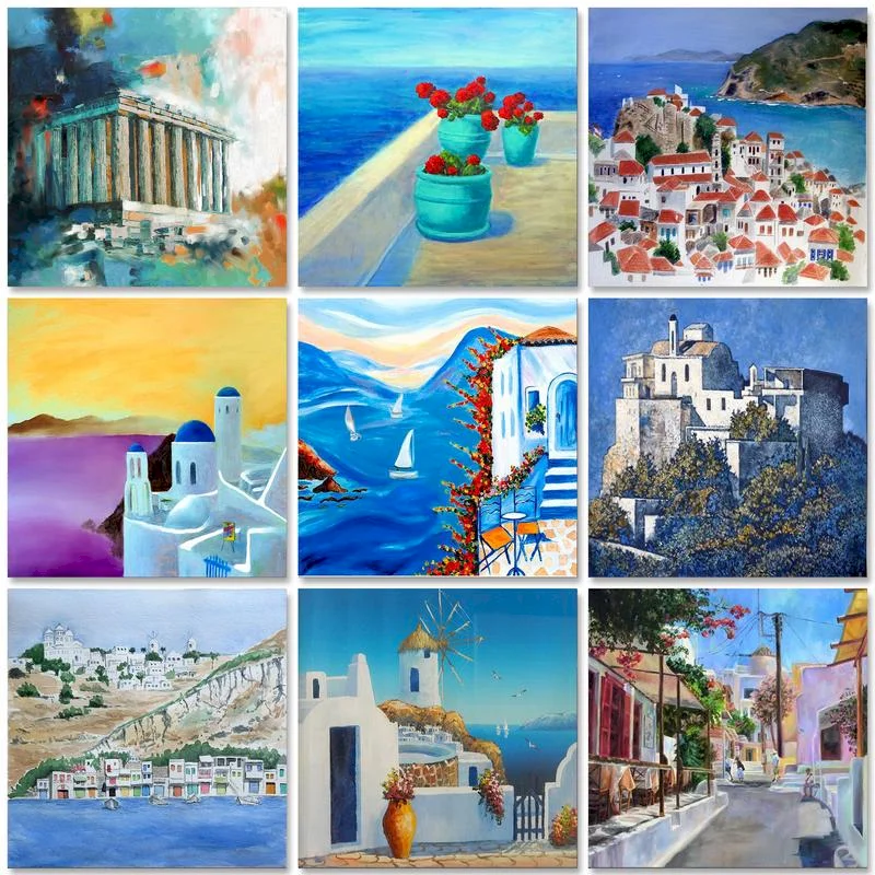 

RUOPOTY Painting By Number Canvas Kits Landscape HandPainted DIY Gift 40x50cm Coloring By Numbers Seaside House Home Decor