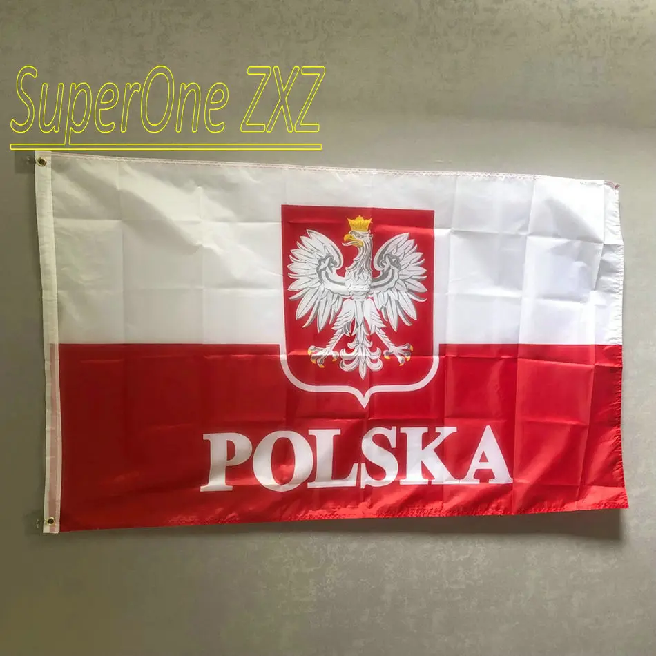 ZXZ Poland Eagle flag 90x150cm polish flags white red EU Poland flag indoor outdoor Decoration