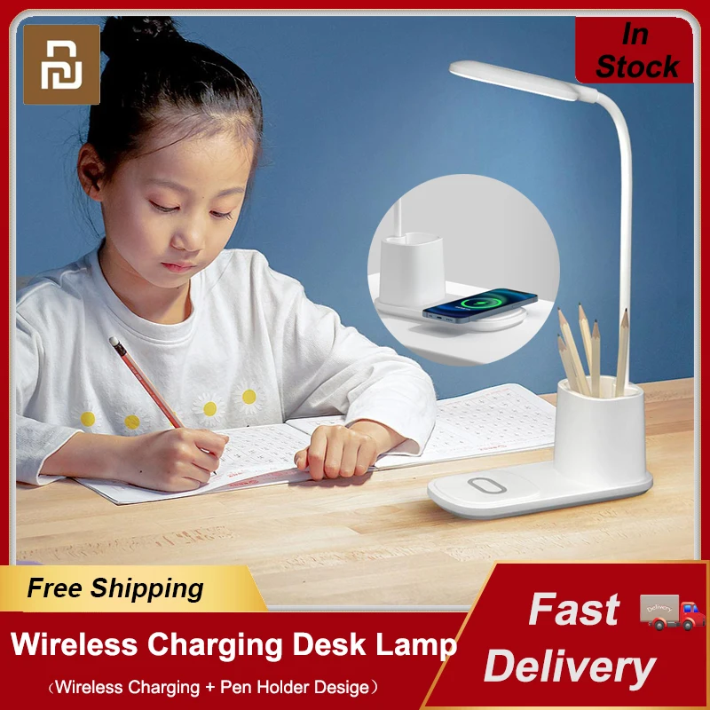 

Youpin Desk Lamp Equipped with Wireless Charging Eye-Protect Children Learning Light With Pen Holder Led Lamp Dual Color Dimming