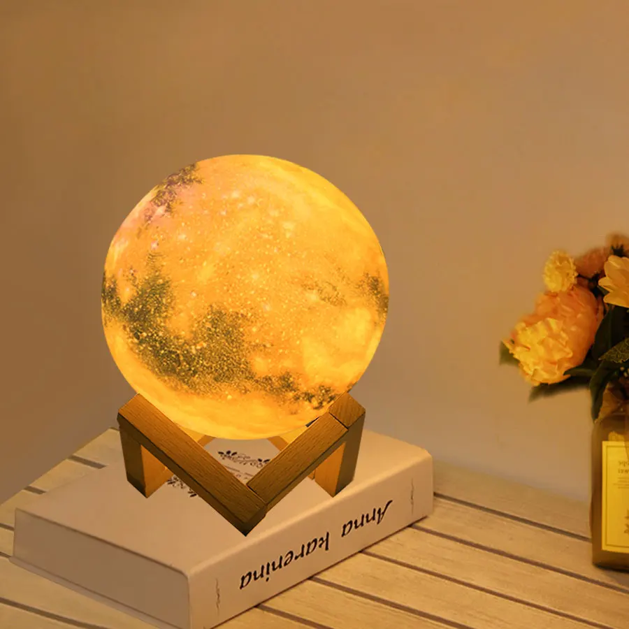 3D лампа с принтом светильник изображением ракеты Юпитера цветной лунный