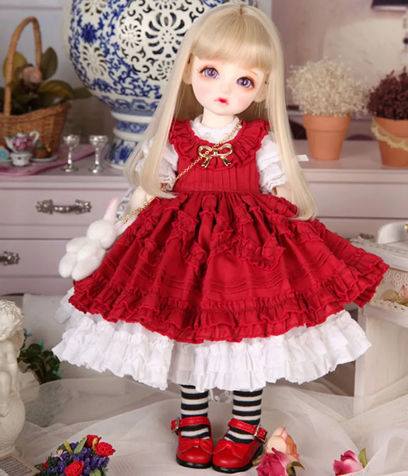 Новое поступление 1/4 1/6 шарнирная кукла прекрасная одежда красное платье для