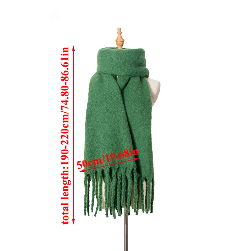 

2020 New Female Wide Cashmere Scarves Autumn Winter Warm Shawl and Wraps Thicken Tassel Women Solid Soft Knitted Long Scarf