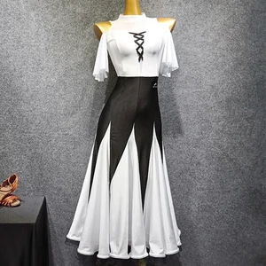 Женское платье для вальса, белое сексуальное танцевальное платье с открытыми плечами, Танцевальная тренировка, DN3842, платья для конкурса бальных танцев