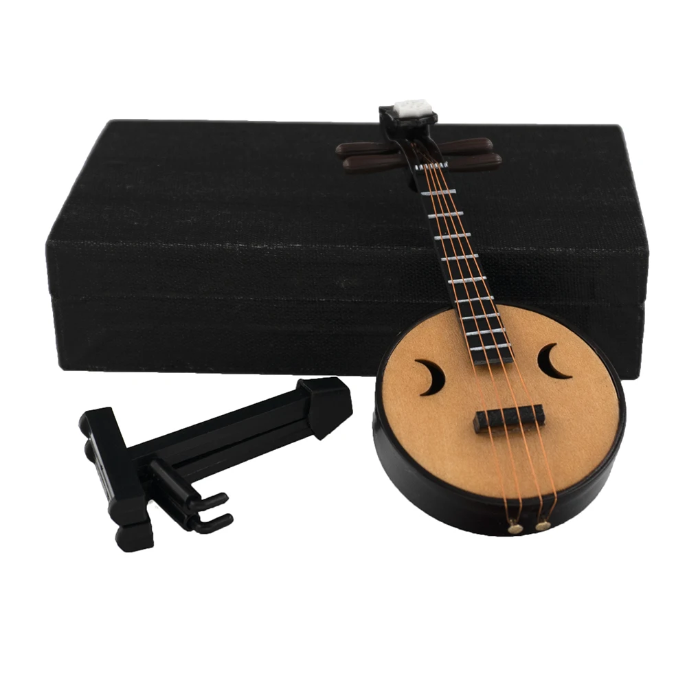 Modelo Zhongruan en miniatura china, con soporte y funda, Mini instrumento Musical, accesorios de figuras de acci&oacute;n bjd, 1 Uds.-5