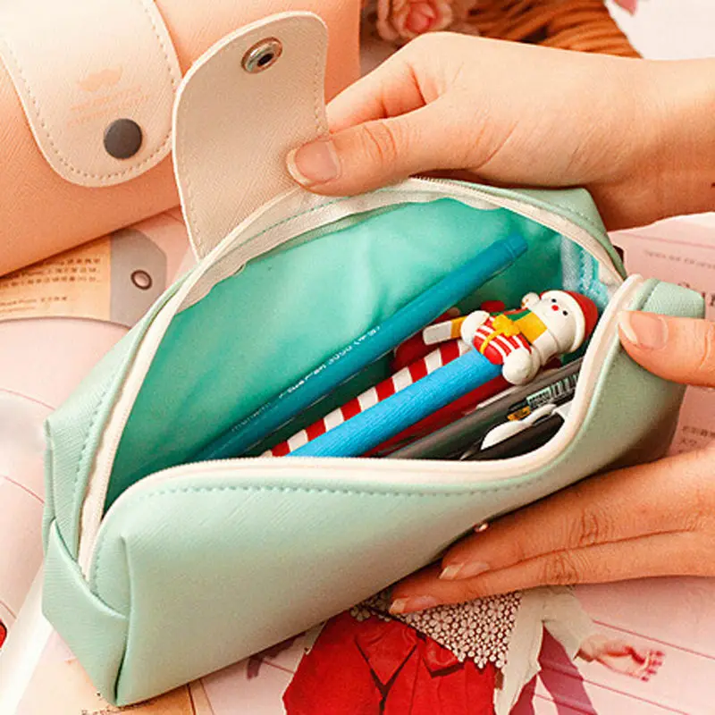 ПУ кожаный пенал для карандаша ручки косметический макияж монета сумка на молнии