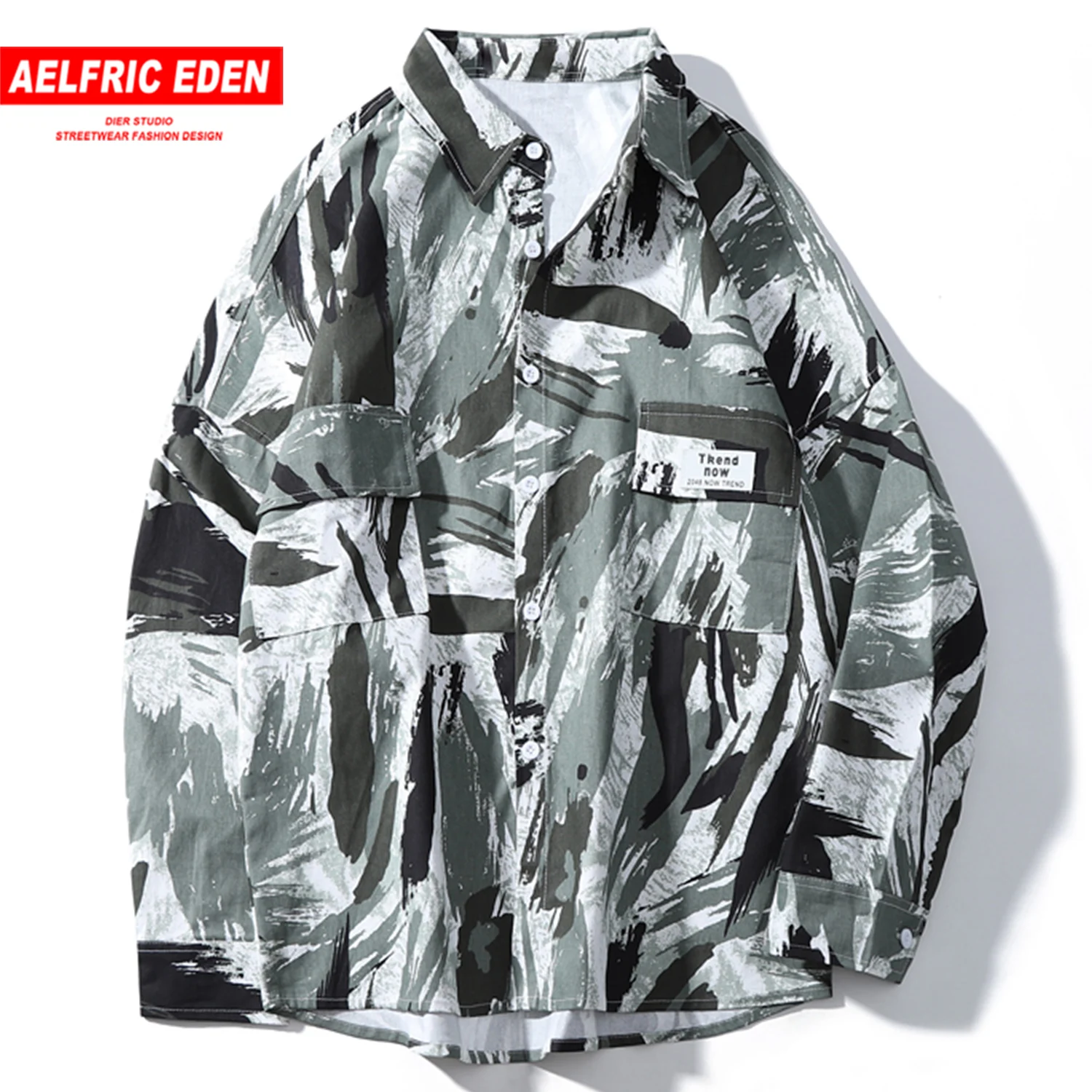 Aelfric Eden мужские камуфляжные рубашки в стиле хип-хоп осень 2019 Harajuku уличная одежда