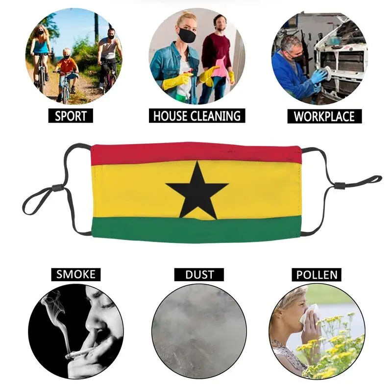 

Flag Of Ghana Breathable Unisex Adult Mouth Face Mask Anti Dust Protection Cover Respirator Mouth-Muffle