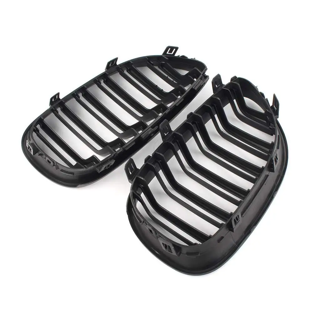 Двухлинейная решетка радиатора Передняя глянцевая матовая черная BMW E60 E61 2003-2009 M5