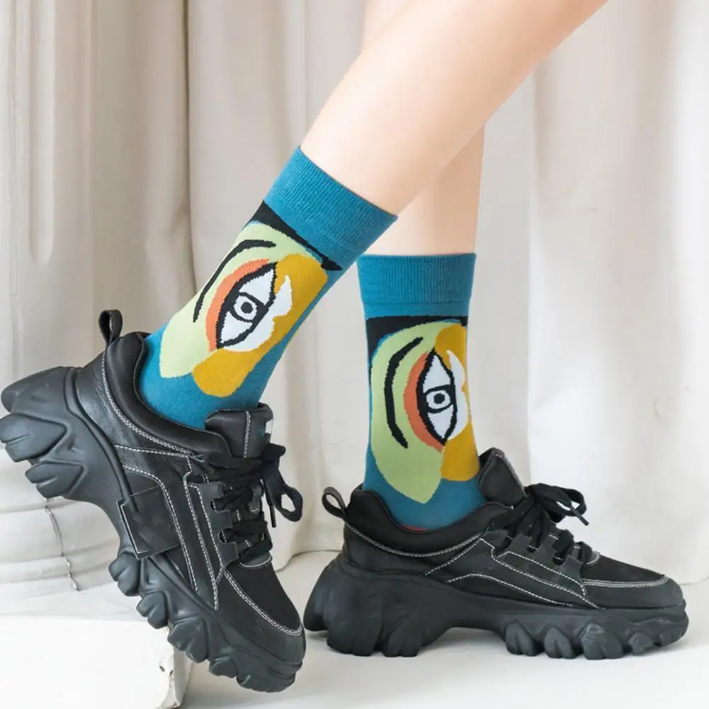 

1Pairs Women Long Sock Cartoon Print Creative Fashion Comfortable Personalized Socks Cotton Women Warm Socks Winter Men Nov R6H0