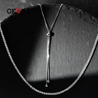 oevas 100 925 sterling silver 2 5mm ruby sapphire high carbon diamond 65cm resizable chains necklace for women fine jewelry