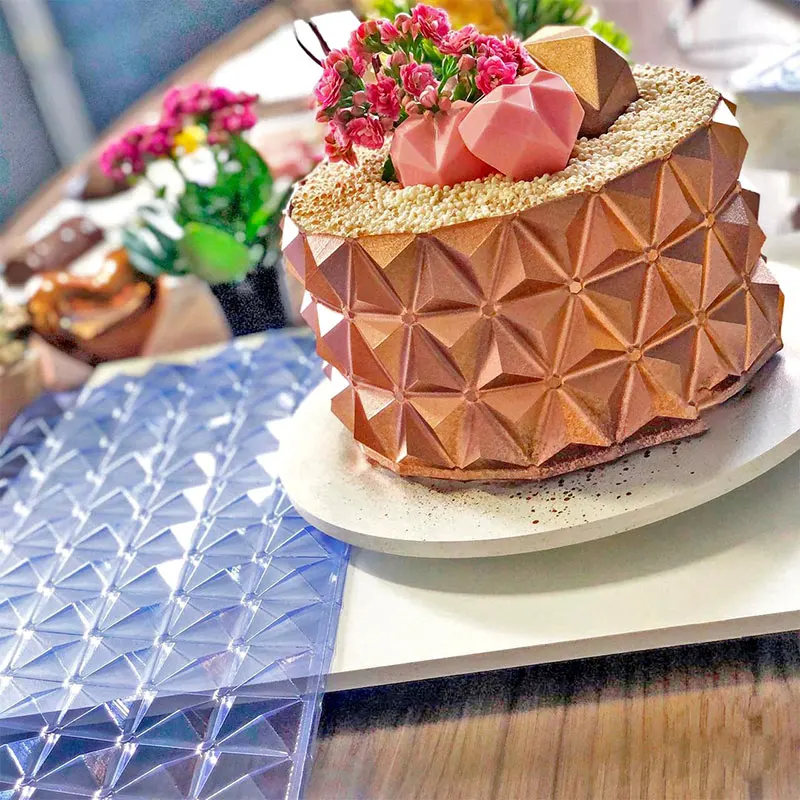 

3D Tringle Pattern Cake Stencil Lace Cake Boder Molds Chocolate Mousse Stencil Cream Cake Decorating Mold Kitchen Cake Tools