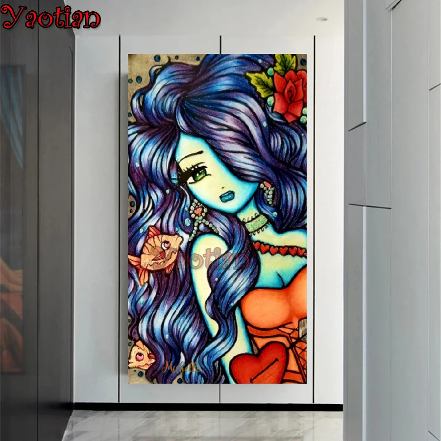 

Full,Square,Round Diamond painting Cartoon Mermaid 3d picture of rhinestones diamond mosaic full embroidery,2022 New Year Gift